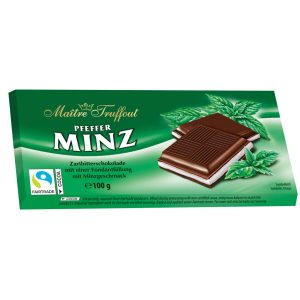 Maitre Truffout Mörk Choklad m. Pepparmintkräm 100g