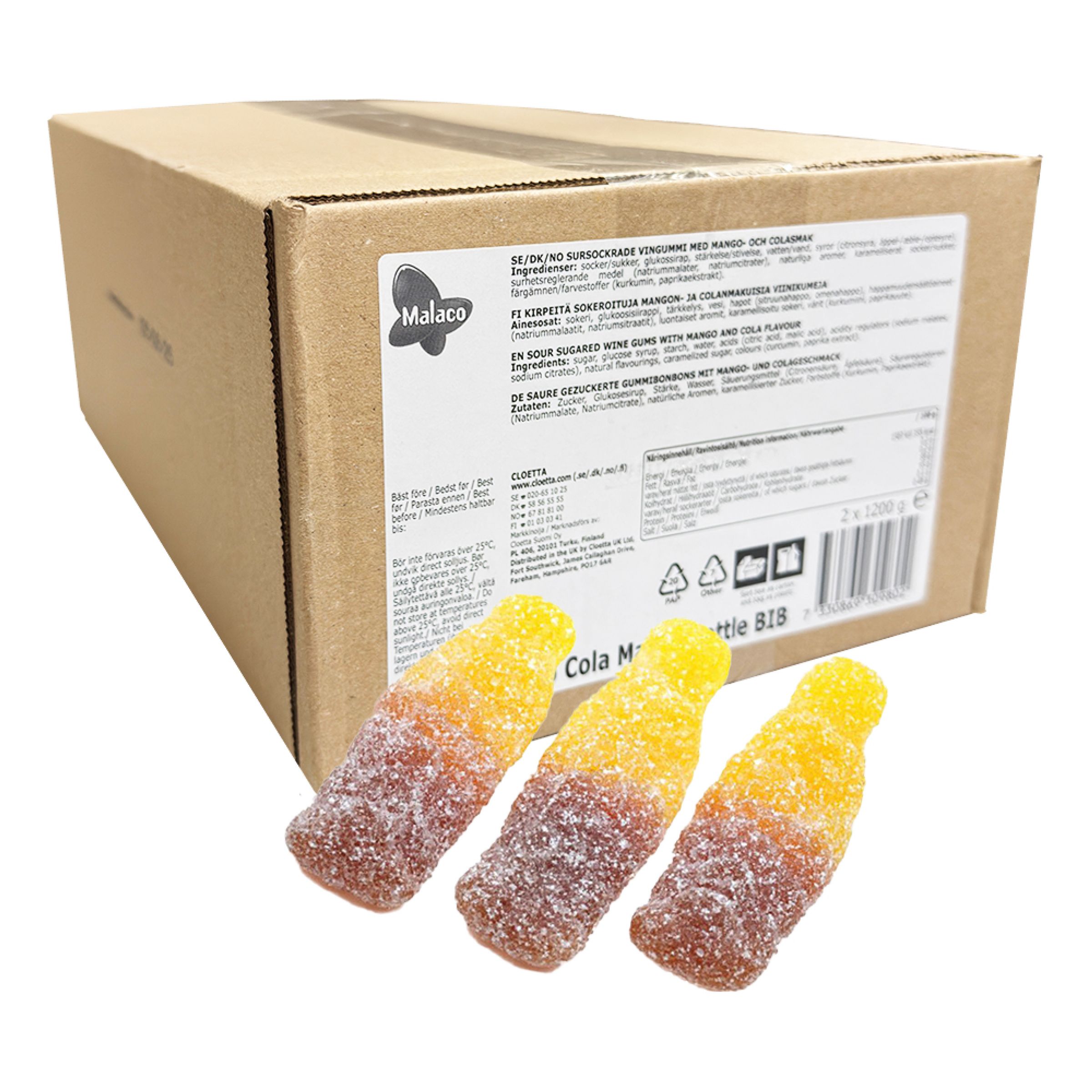 Malaco Cola Mango Flaska Storpack - 2,4 kg