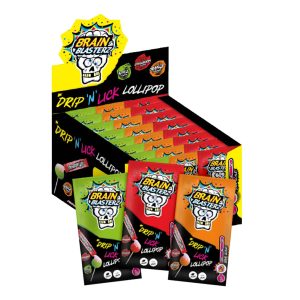 Brain Blasterz Drip N Lick Lollipop Storpack - 24 x 18 g