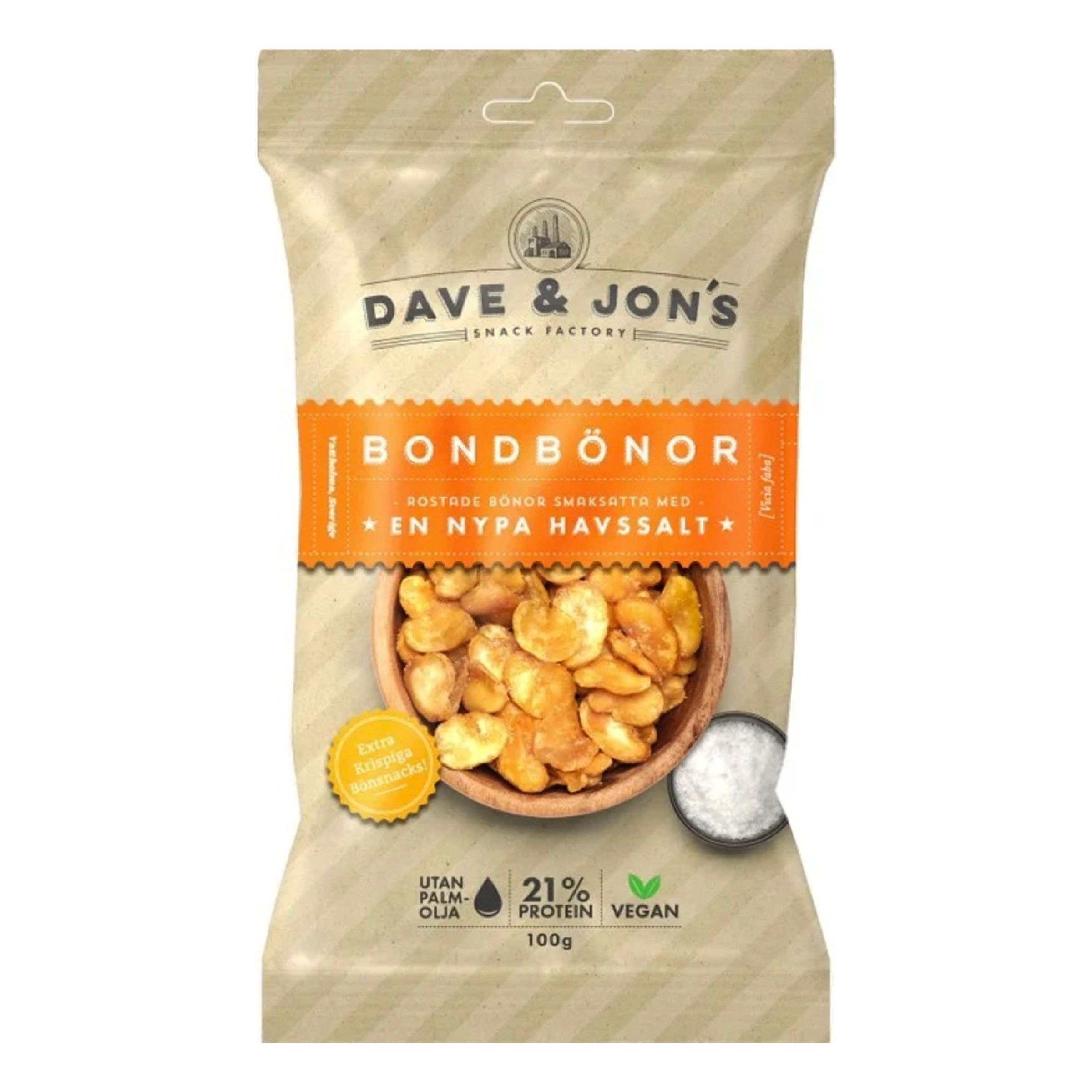Dave & Jons Rostade Bondbönor Havssalt - 100 g