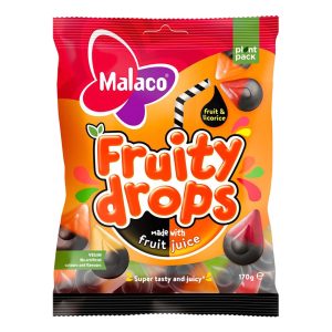 Malaco Fruity Drops Fruit & Licorice - 170 g