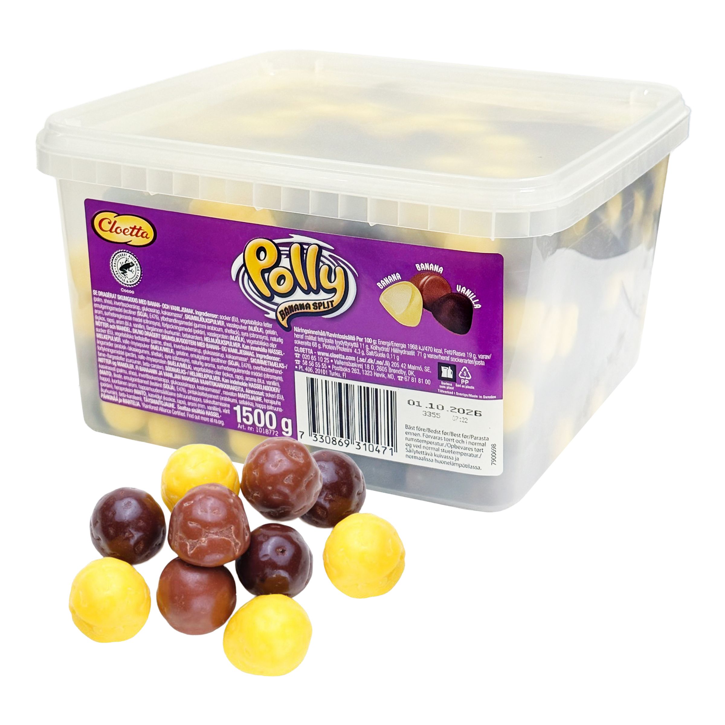 Cloetta Polly Banana Split Storpack - 1,5 kg