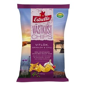 Estrella Västkustchips Vitlök, Gräslök & Chili - 180 g