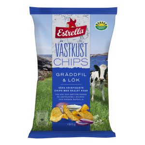 Estrella Västkustchips Gräddfil & Lök - 180 g